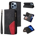 thumbnail image 1 of Heavy Duty Protection Wallet Case Designed for iPhone 12/12 Pro, PU Leather Cards Holder Wrist Strap Zipper Pocket Kickstand Shockproof Rugged Phone Case for iPhone 12/12 Pro, Black, 1 of 8