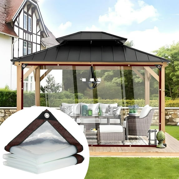 Heavy Duty Protective Cover Clear Tarps Transparent Tarpaulin For Garden Camping Supplies Porch Patio Gazebo Curtains 2m