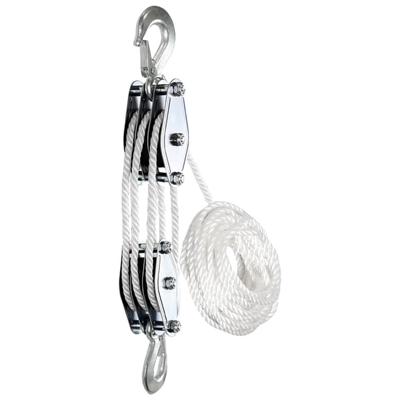Heavy Duty Pulley Block Tool Mechanical 1100/2200Lbs Capacity 3/4 Wheel Rope Pulley Hoist for Garage Hunting
