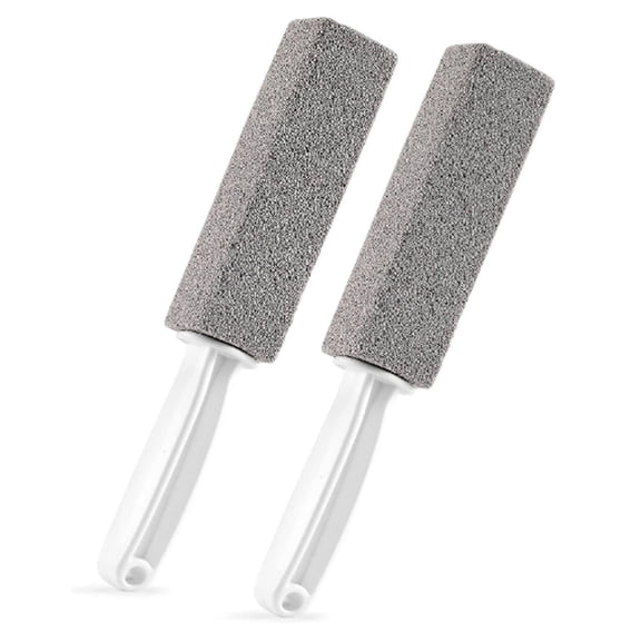 Heavy Duty Pumice Stone for Removing Hard Water Rings, Calcium Buildup, Rust from Toilets, Sinks, Bathrooms, Grills, Non-Scratch Surface Cleaning with Convenient Handle (2 Pack)