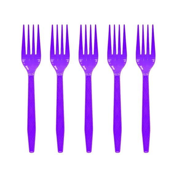 Heavy Duty Purple Disposable Forks, Birthday Party Supplies, Dessert Plate Pairing, Web Decorations, 10 Pc Pack