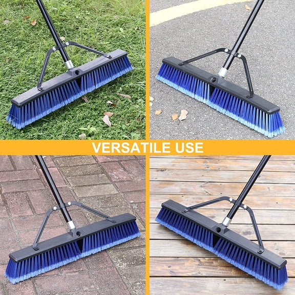 Heavy-Duty Push Broom 24-In – Outdoor Sweeper for Home, Yard, Garage, Patio, and Driveway Floors