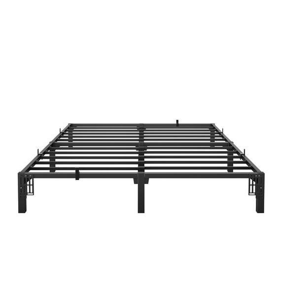 Heavy Duty Queen Size Metal Platform Bed Frame - 10 Inch High, Steel Slat Foundation, No Box Spring Needed, Large Underbed Storage, Tool-Free Assembly, 800 lb Capacity, Black