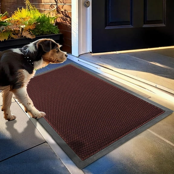 Heavy-Duty Quick-Dry Mesh Door Mat for Indoor Outdoor Use Sand and Dirt Trapper Low-Profile Non-Slip Washable Red 17" x 30"