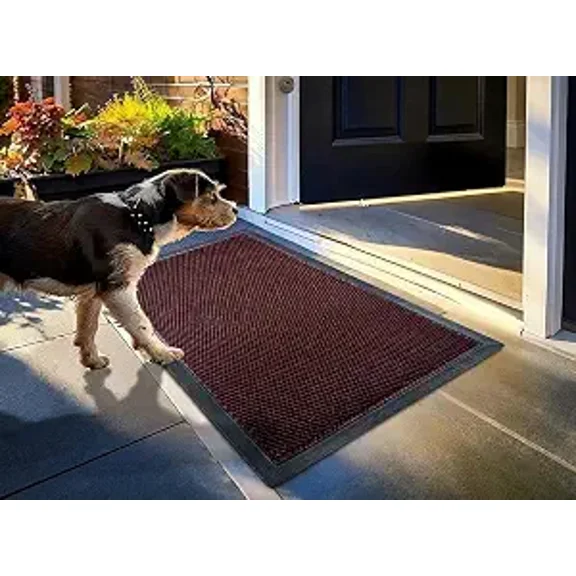 Heavy-Duty Quick-Dry Mesh Door Mat for Indoor Outdoor Use Sand and Dirt Trapper Low-Profile Non-Slip Washable Red 23" x 35"