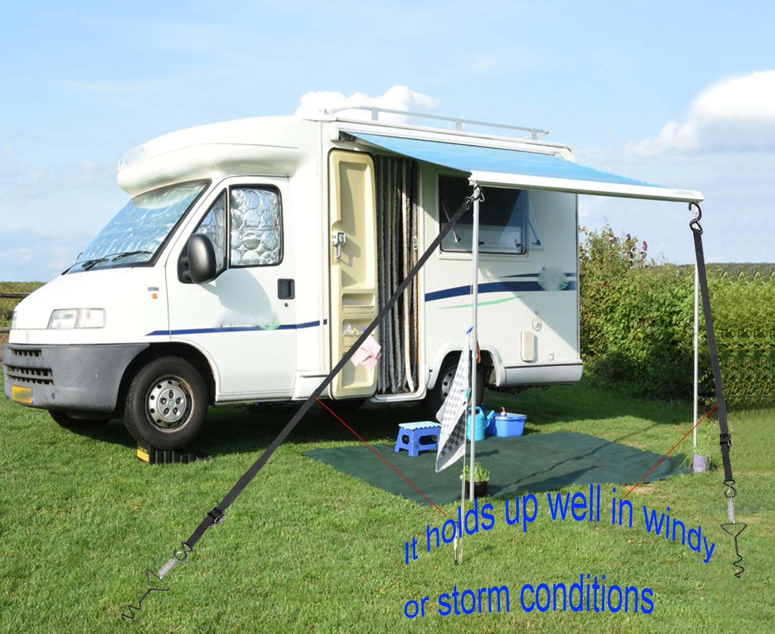 Heavy Duty RV Camper Awning Tie Down Kit,Included Ratchet Tie Down