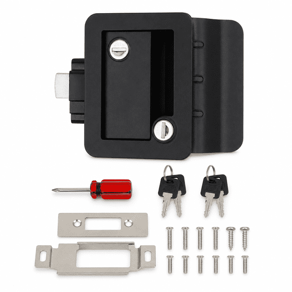 Heavy Duty RV Door Lock Replacement, Zinc Alloy Keyed Entry Latch with Deadbolt for Travel Trailer, Camper, Motorhome