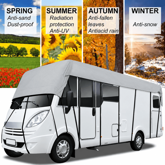 Heavy Duty RV Roof Cover, 2026 New Winter Rv Protection for Class Motorhomes, Camper & Travel Trailers, 210D Oxford Cloth Camper Cover Resistant