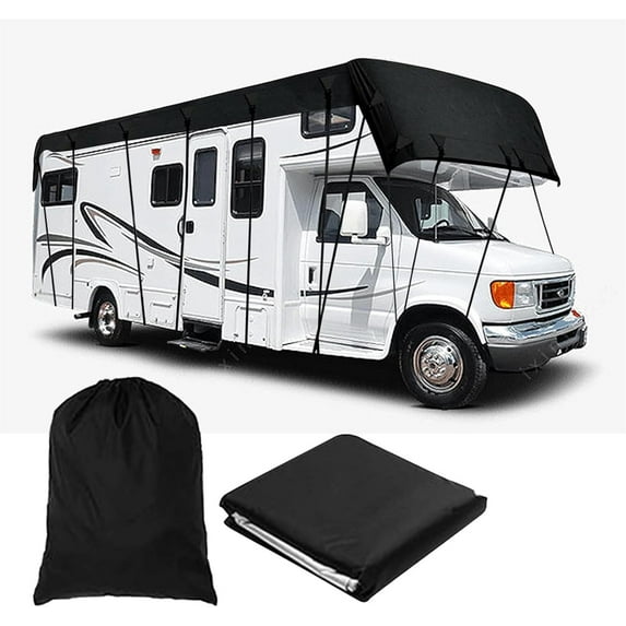 Heavy Duty RV Roof Cover, 5-13M Optional All-Weather Waterproof UV Protective Trailer Canopy For Extreme Sun Rain Snow, Universal Fit For Most RVs