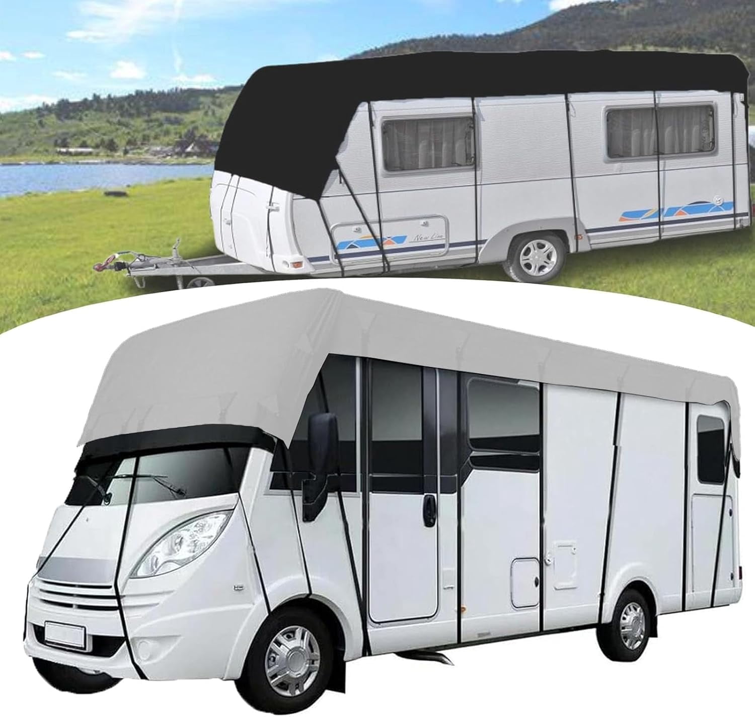 34 Foot Rv Heavy Duty RV Roof Cover, Waterproof UV Resistant, Fits 34-36 ft RVs ...