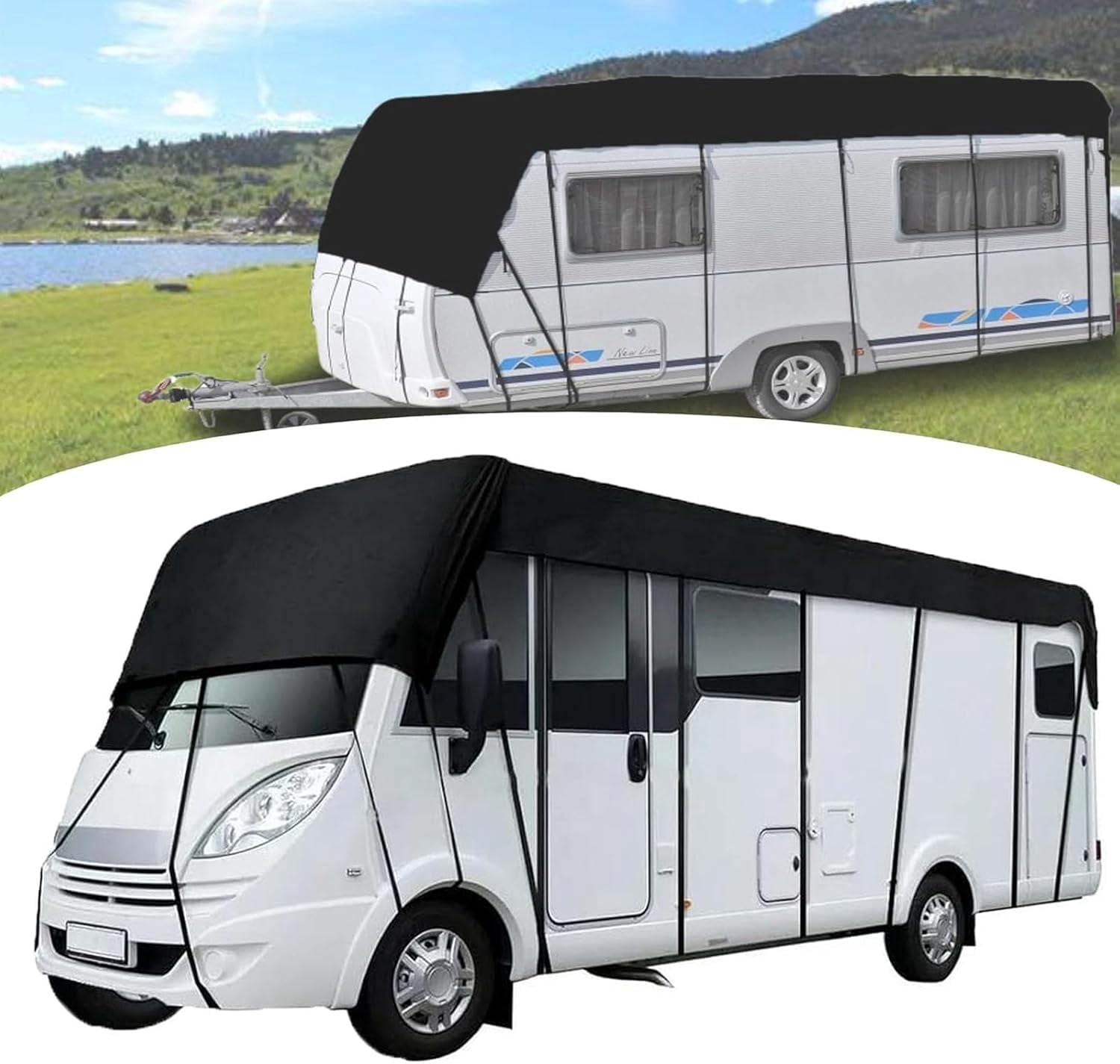 Heavy Duty RV Roof Cover, Waterproof UV Resistant, Fits 34-36 ft RVs ...