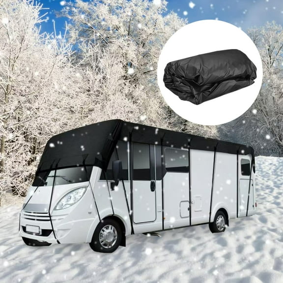 Heavy Duty RV Roof Cover, Waterproof & UV Resistant for RVs, Class A/B/C Motorhomes, Popup & Truck Campers, Travel Trailers, Fits 16ft to 44ft RVs (Black, 9.5x3m)