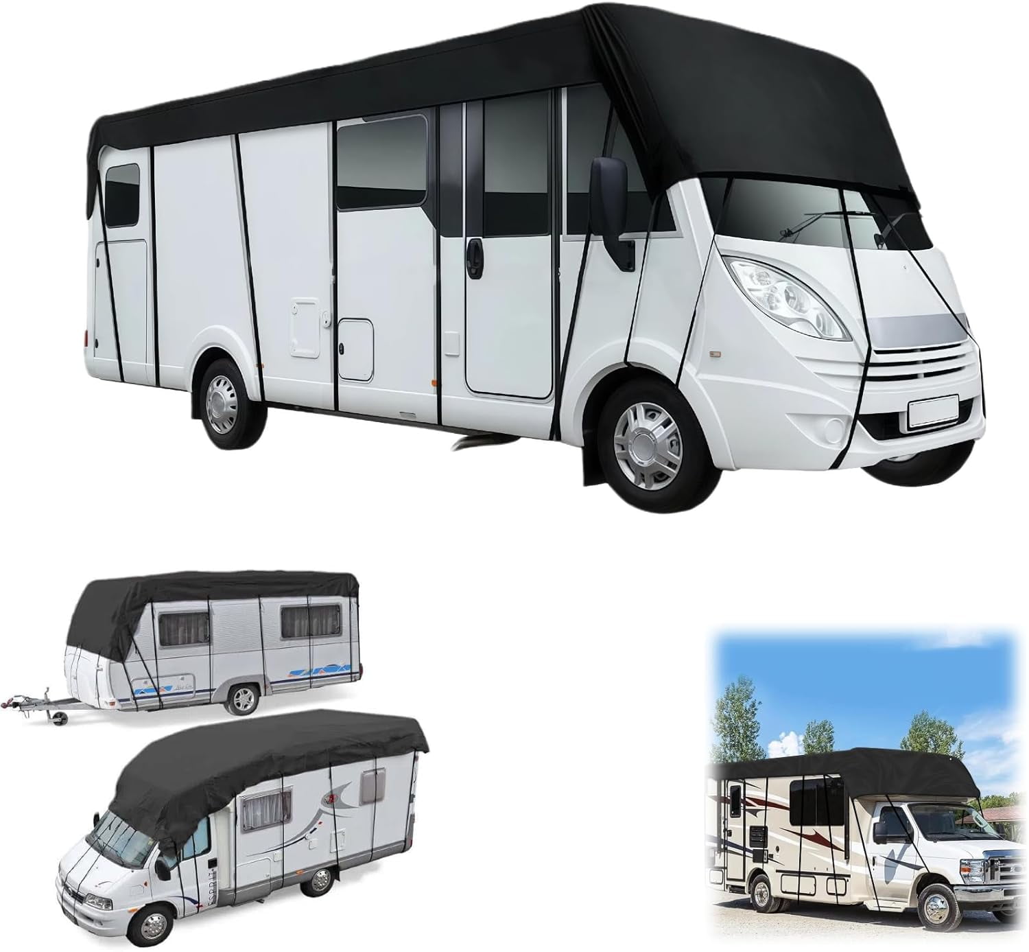 Heavy Duty RV Roof Cover, Waterproof & UV Resistant for RVs, for 16ft to 42ft RVs, Class A/B/C Motorhomes, Popup & Truck Campers, Travel Trailers