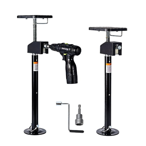Heavy Duty RV Slide Out Stabilizer Jacks - Adjustable 21"-49" Flat Top Blocks for Camper Leveling - Supports Up to 10,000 lbs - Quick Lift - 2-piece flat top style