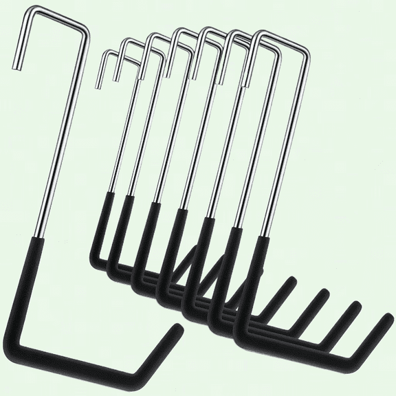 Heavy Duty Rafter Hooks, 8 Pieces Black Vinyl Coated S Hooks for Bike Hangers and Garage Storage Organizer