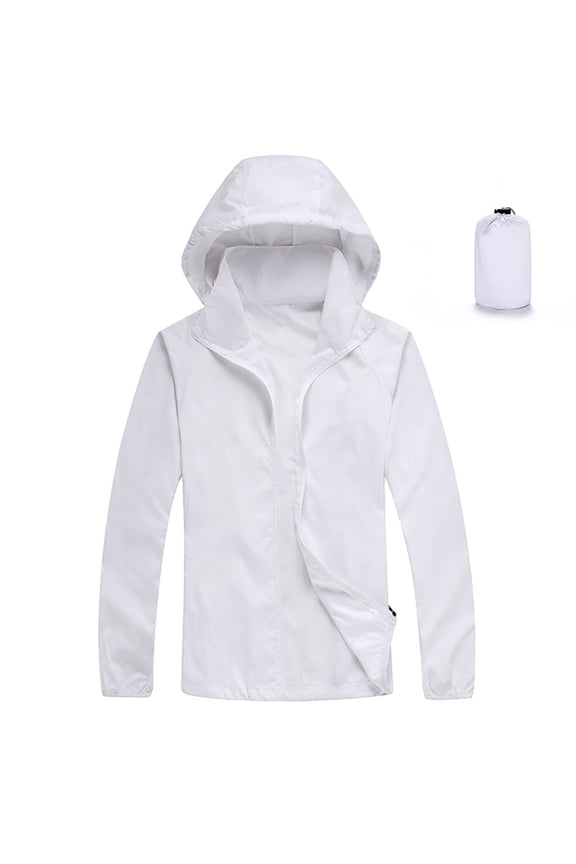 Heavy Duty Rain Suit for Women - Full-Zip Waterproof Windproof Rain Jacket with Hood, Long Sleeves & UV Protection for Work, Camping & Storms