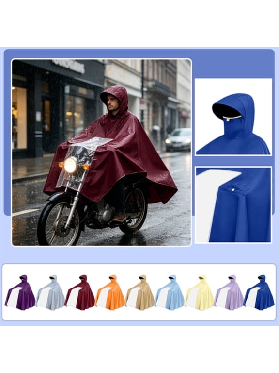 Heavy-Duty Raincoat for Cyclists & Commuters Clear Visor, Full-Coverage Design with Reflective Details, Waterproof & Breathable for Urban Riding in Rain