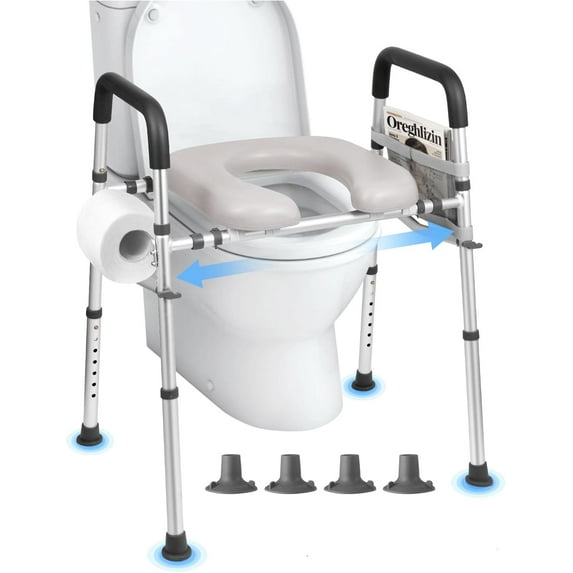 Heavy Duty Raised Toilet Seat 500lbs,Toilet Seat Risers for Seniors,Handicap Elevated Toilet Seat Adjusted Height & Width for Elderly, Pregnant, Fit Any Toilet