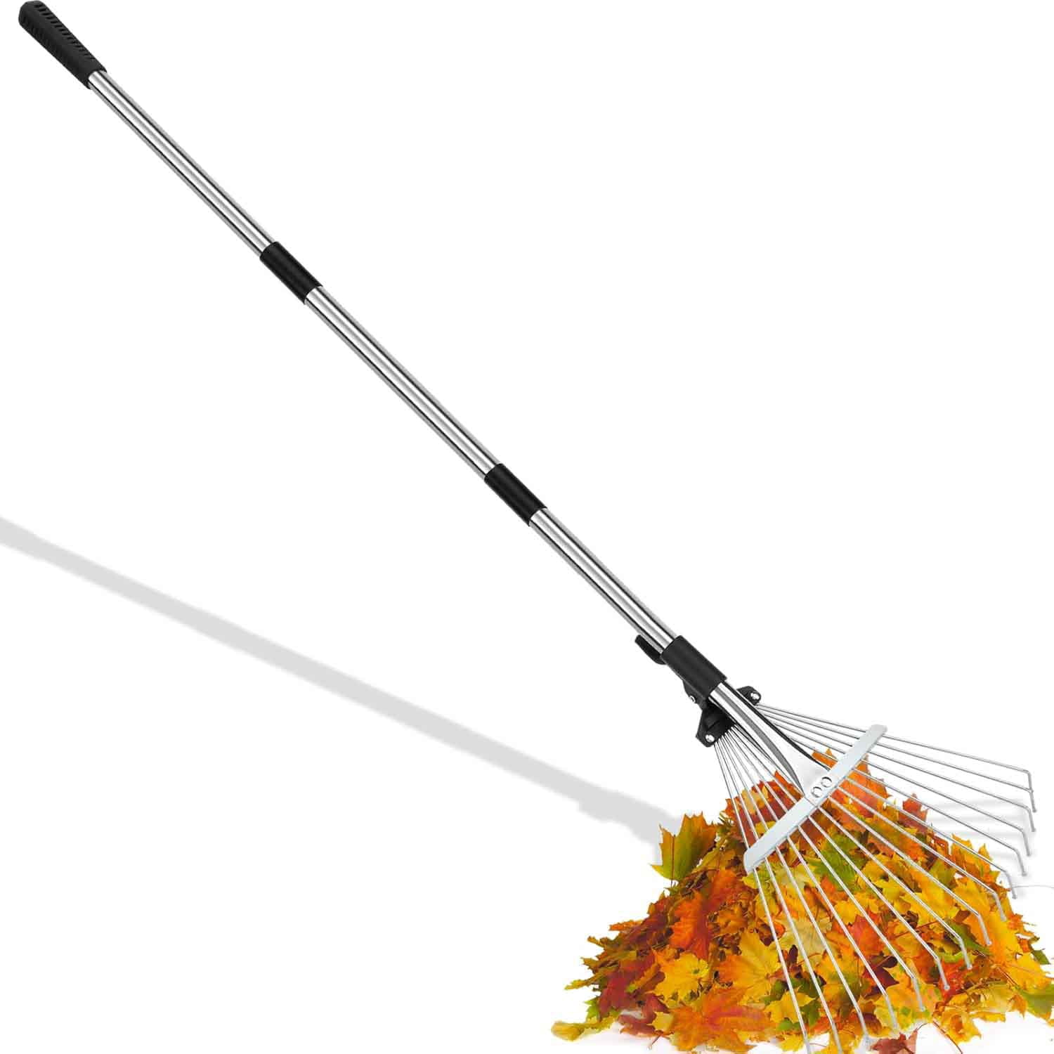 Heavy Duty Rake, Metal Leaf Rake with Detachable Handle, Garden Rake ...