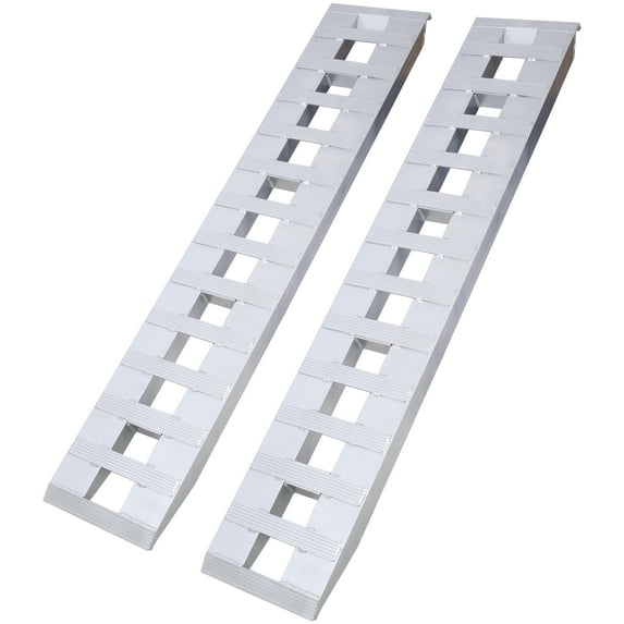 Heavy-Duty Ramps with Top Hook Attaching End, Universal Loading Ramp for Motorcycle, Tractor, ATV/UT 72" X 14" 6600 LBS 1 Pair 2 Ramps Silver Aluminum