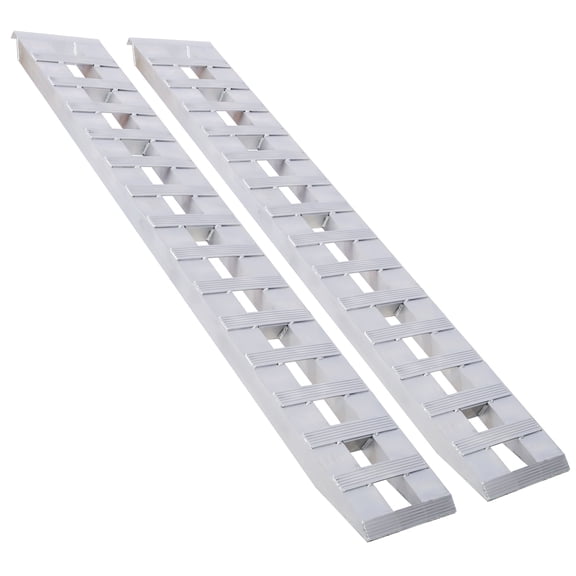 , Heavy-Duty Ramps with Top Hook Attaching End, Universal Loading Ramp for Motorcycle, Tractor, ATV/UT 84" X 14" 6600 LBS 1 Pair 2 Ramps Silver Aluminum, Silver ,Aluminium ,