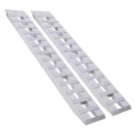 Heavy-Duty Ramps with Top Hook Attaching End, Universal Loading Ramp for Motorcycle, Tractor, ATV/UT 84" X 14" 6600 LBS 1 Pair 2 Ramps Silver Aluminum