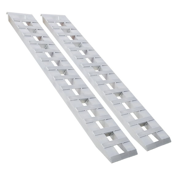 Heavy-Duty Ramps with Top Hook Attaching End, Universal Loading Ramp for Motorcycle, Tractor, ATV/UT 84" X 14" 6600 LBS 1 Pair 2 Ramps Silver Aluminum