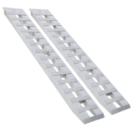 Heavy-Duty Ramps with Top Hook Attaching End, Universal Loading Ramp for Motorcycle, Tractor, ATV/UT 84" X 14" 6600 LBS 1 Pair 2 Ramps Silver Aluminum