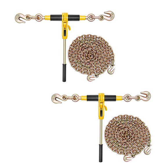 Heavy Duty Ratchet Chain Binder Set with 5/16" x 10 ft G80 Transport Chains,8000 lb Capacity for Towing,Logging&Lifting Applications