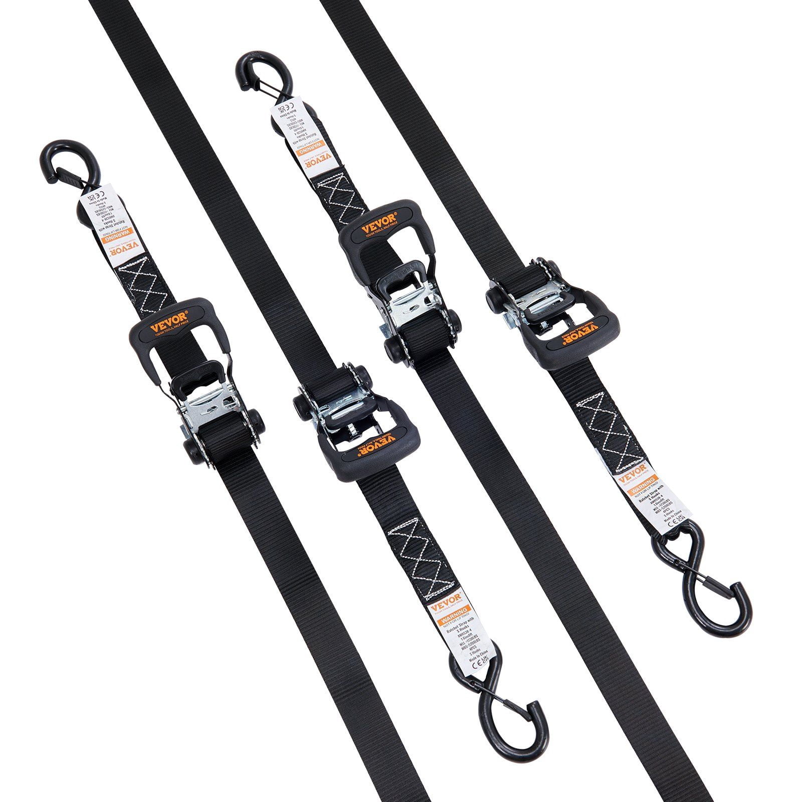 Heavy Duty Ratchet Straps 4PK, 5208lb Break Strength, 1.6" x 8FT for Securing Appliances, Lawn Equipment, Cargo