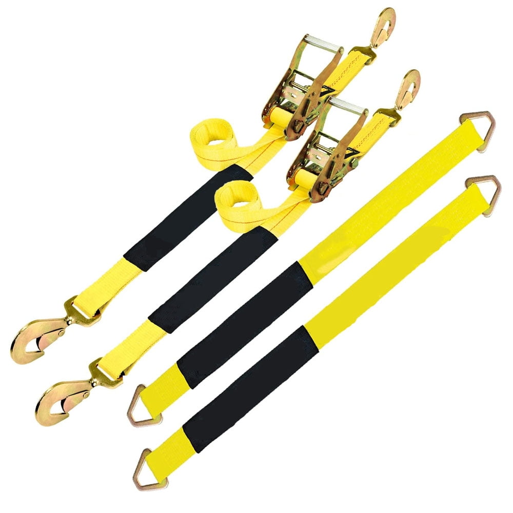 Heavy Duty Ratchet TieDown Strap with Snap Hooks 2" x 96"3,300 Pound Safe Working Load,4 Pack