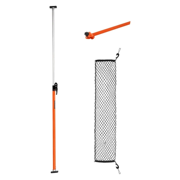 Heavy Duty Ratcheting Cargo Bar Adjustable 40 to 73 Inches Steel Load Lock Stabilizer with Storage Net Divider for SUV Sedan