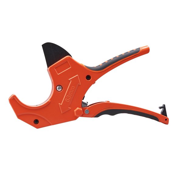"Heavy Duty Ratcheting PVC Pipe Cutter 0-2.5 Inch, SK5 Blade for PVC CPVC PP-R PEX PE Rubber Hose, Durable Tube Cutting Tool