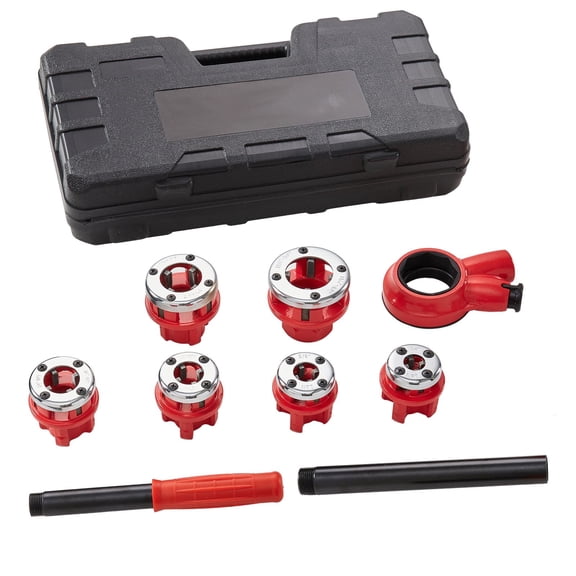 Heavy-Duty Ratcheting Pipe Threader Kit - 1/4" to 1-1/4" NPT Threading Dies, Portable Manual Tool for Metal Pipes w/Storage Case