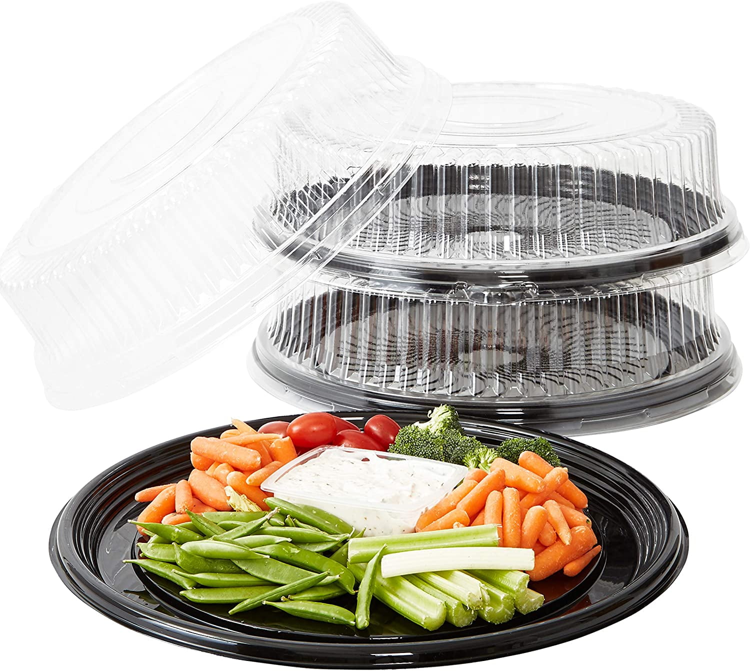 Heavy Duty, Recyclable 16 in. Serving Tray and Lid 3pk. Large, Black