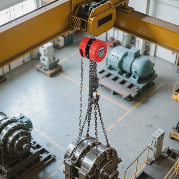 Heavy Duty Red Chain Block Hoist 2 Ton (4400 lbs) - 10ft Lifting Height with Upgraded G70 Galvanized Chain, Industrial Pulley Hoist
