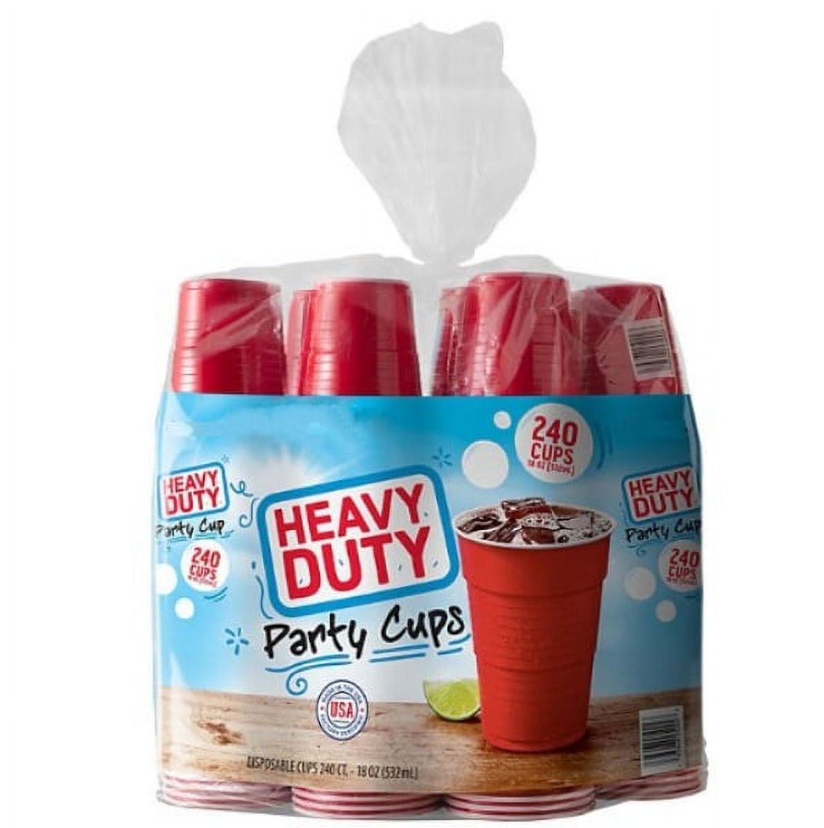 Heavy-Duty Red Plastic Party Cups (18 oz, 240 ct)