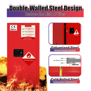Heavy-Duty Red Fireproof Cabinet with Double Wall - Secure 3-Point Lock for Flammable Liquid Storage
