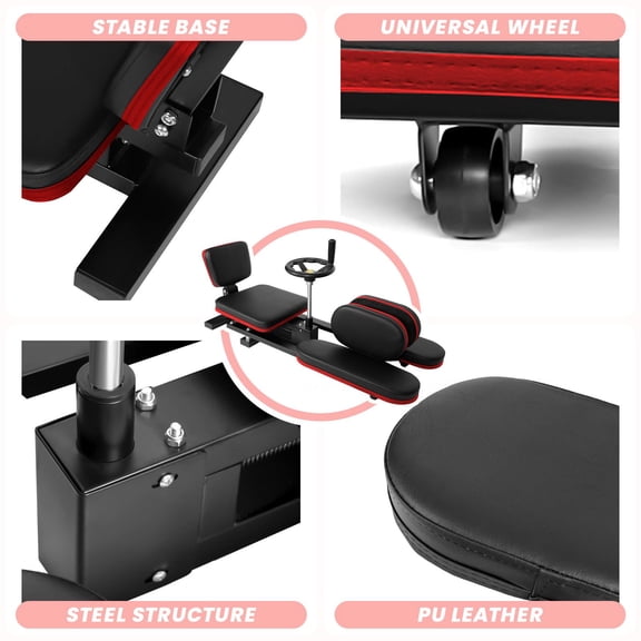 Heavy Duty Red Leg Stretcher Split Machine, 0-180 Adjustable (Max 240) with Rotating Hand Wheel and Narrow Wide Handle, Targets 6 Leg Muscles for Deep Stretch, Home Gym Use