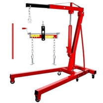 Heavy Duty Red Steel Hoist, 2 Ton Hydraulic Crane with Adjustable Legs, Foldable Frame for Port Operations, Truck Maintenance