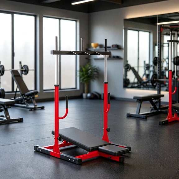 Heavy-Duty Red Vertical Leg Press Machine with Adjustable Leg, Back & Head Positions, 1" Standard Plate Compatible Strength Training Equipment