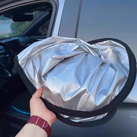 Heavy-Duty Reflective Foldable Windshield Sun Shade with Storage Pouch, Ideal for Compact Cars, Mini SUVs, and Hatchbacks