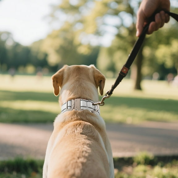 Heavy Duty Reflective Nylon Dog Collar with Quick Release Metal Buckle Adjustable for Medium Large Dogs Outdoor Training