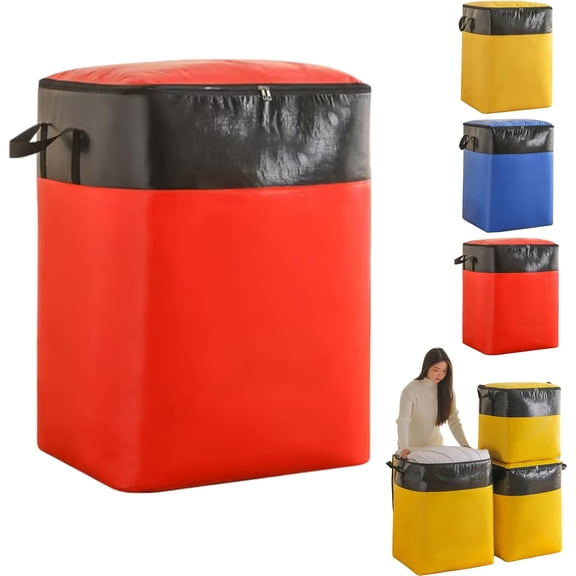 Heavy-Duty Reinforced Moving & Storage Bag, Storage Moving Bag With Handles, Foldable Comforter & Garment Carrier, Moving Bags Heavy Duty Extra Large, Reusable (Orange, 140L (20 × 16 × 28 in))