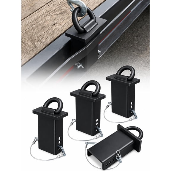 Heavy Duty Removable Stake Pocket D-Ring Tie Down Anchor - 18,000lbs Capacity, 5/8" Hitch Pin with Anti-Loss Wire, 4 Adjustable Holes - Securement for Utility Trailers, Flatbeds, Cargo Trucks 4pcs