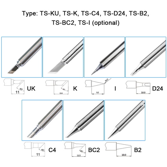 Heavy Duty Replacement Bevel Soldering Tip TS-C4 Alloy Steel Welding Bit Tool Accessory for TS100 TS101 Station, 4.15 inches / 105.5 mm