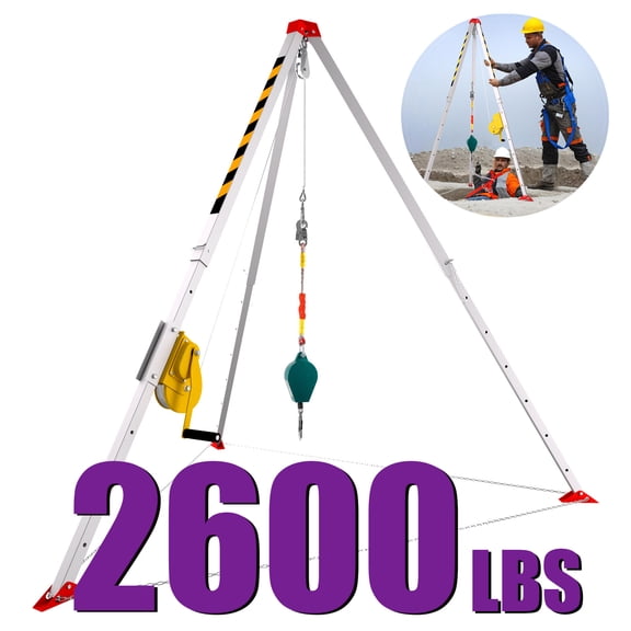Rescue Tripod Unit, 2600 lb Power, Compact Storage, Confined Space Entry Tripod, Tunnel Safety Gear, Well, Sewer, Underground Pipe