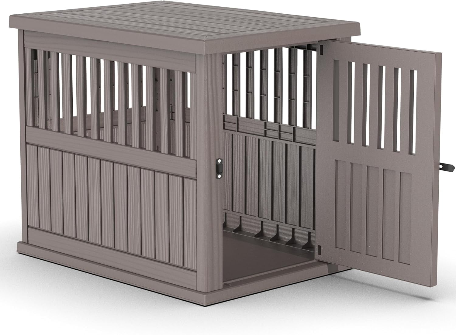 30x21x25in Heavy-Duty Resin Dog Crate for Large Dogs – Weatherproof, Ventilated, Lockable Door Indoor/Outdoor Portable Kennel (Light Coffee)