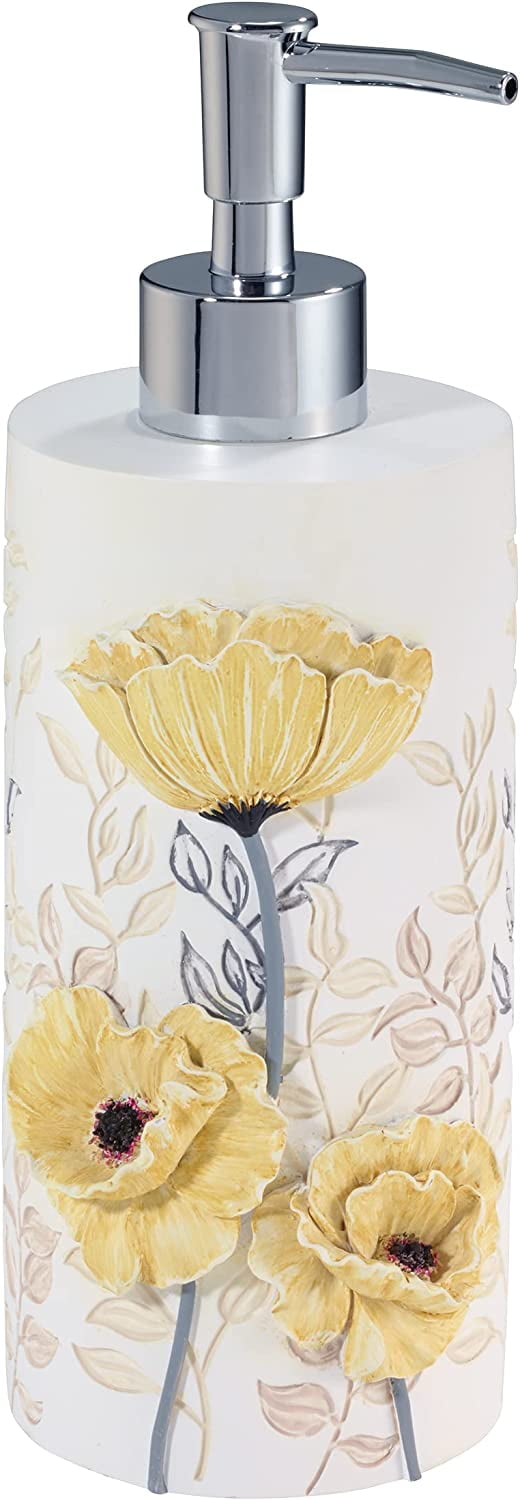 Marielle Yellow Floral Hand-Painted Resin Lotion Dispenser