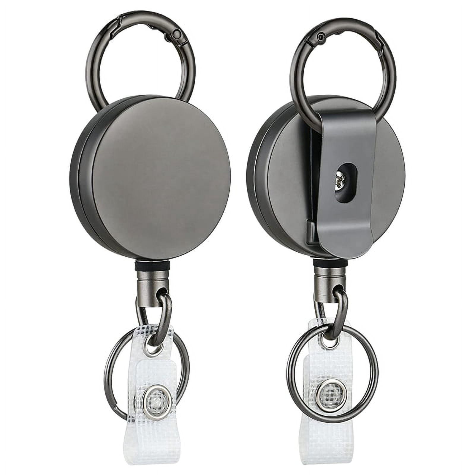 Heavy Duty Retractable Badge Holder Reels, Metal ID Badge Holder with Belt  Clip Key Ring for Name Card Keychain 